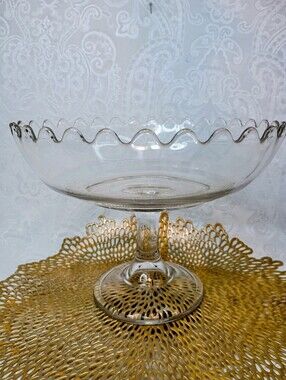 Vintage Clear Glass Pedestal Bowl